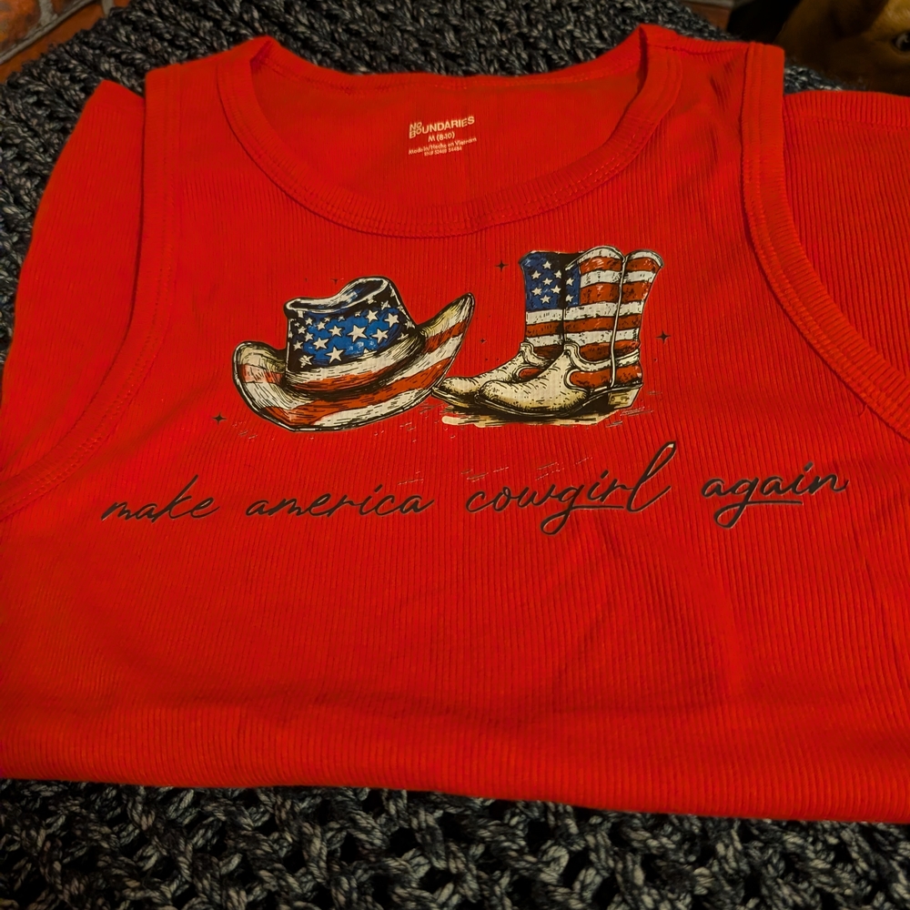 Red Patriotic Cowgirl Tank Top